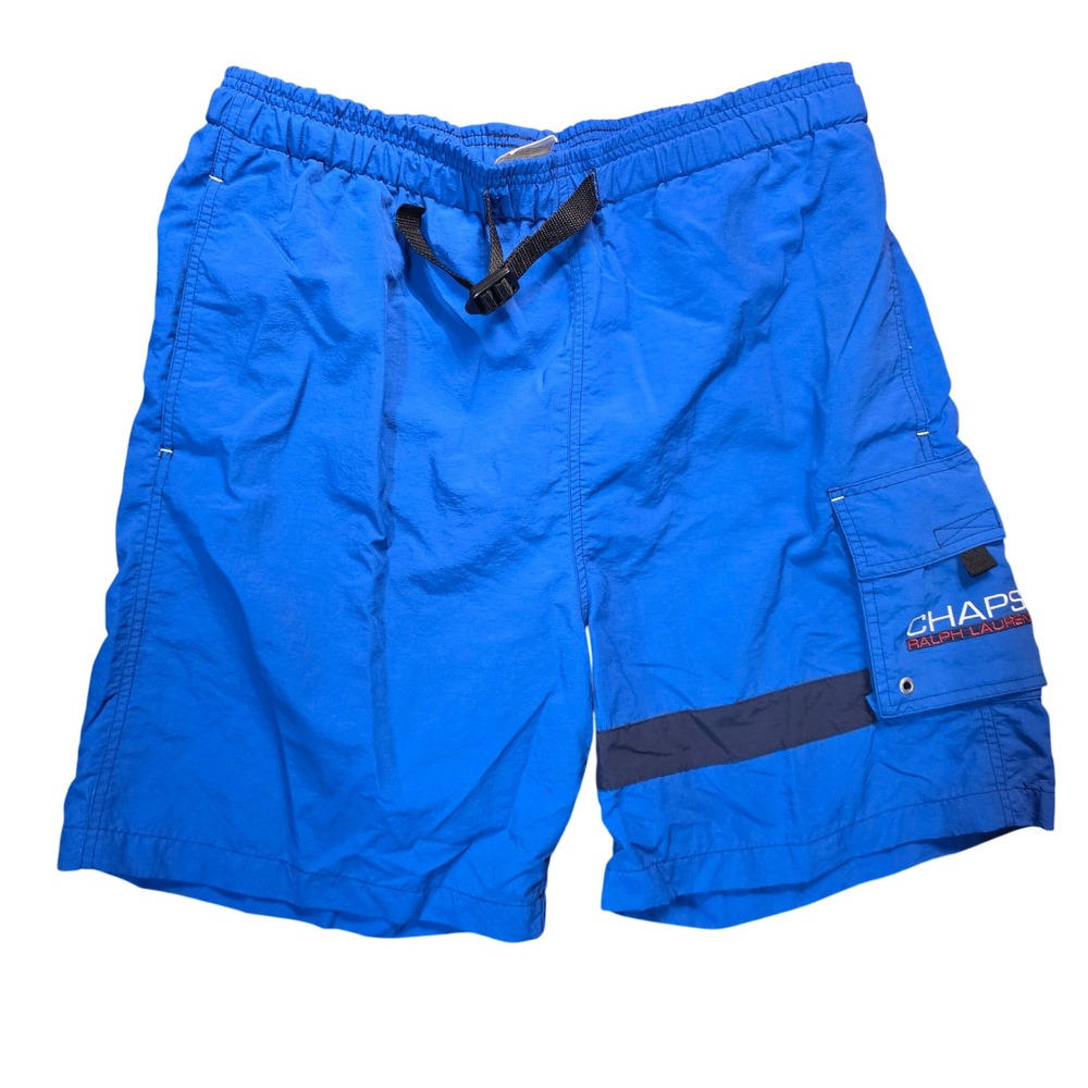 Vintage Chaps Ralph Lauren Mens Blue Cargo Swim Trunks Shorts‎ XL Buckle Belt